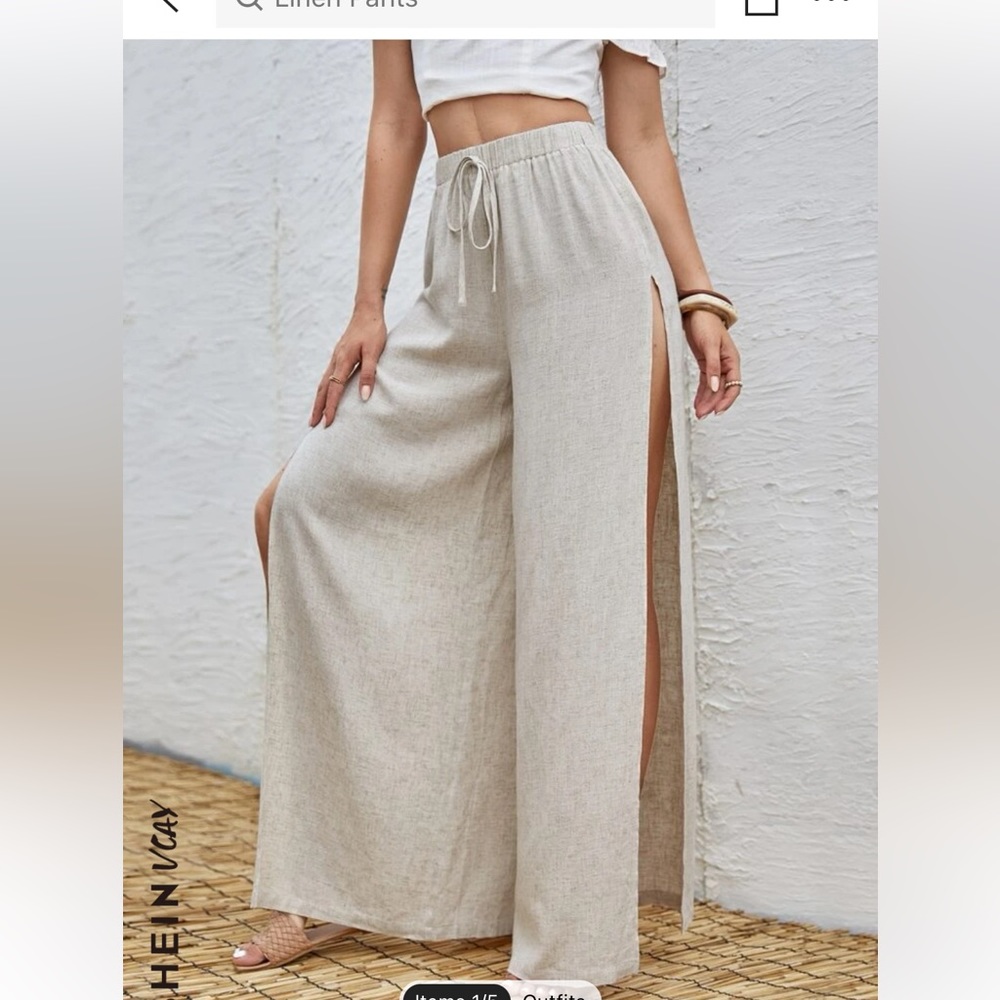Shein linen slit pants